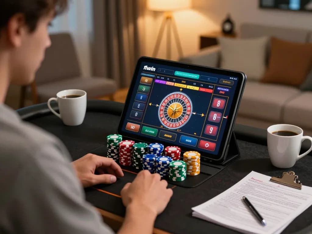 Player engaged in exciting Roulette game on 11win tablet with vibrant chips.
