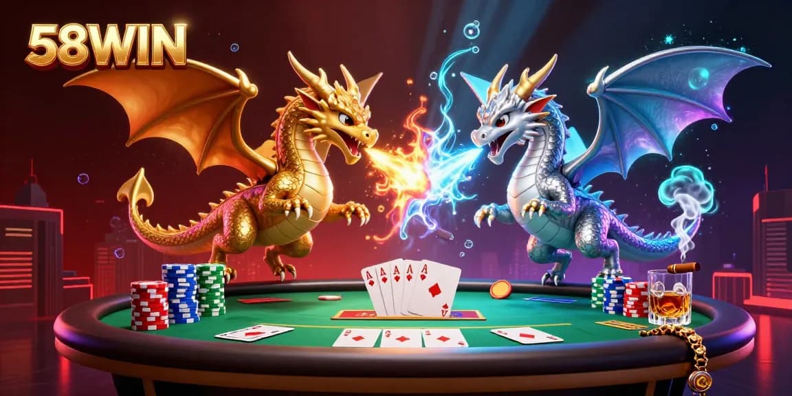 Experience thrilling gaming action at 58WIN with captivating dragons and dynamic poker elements.