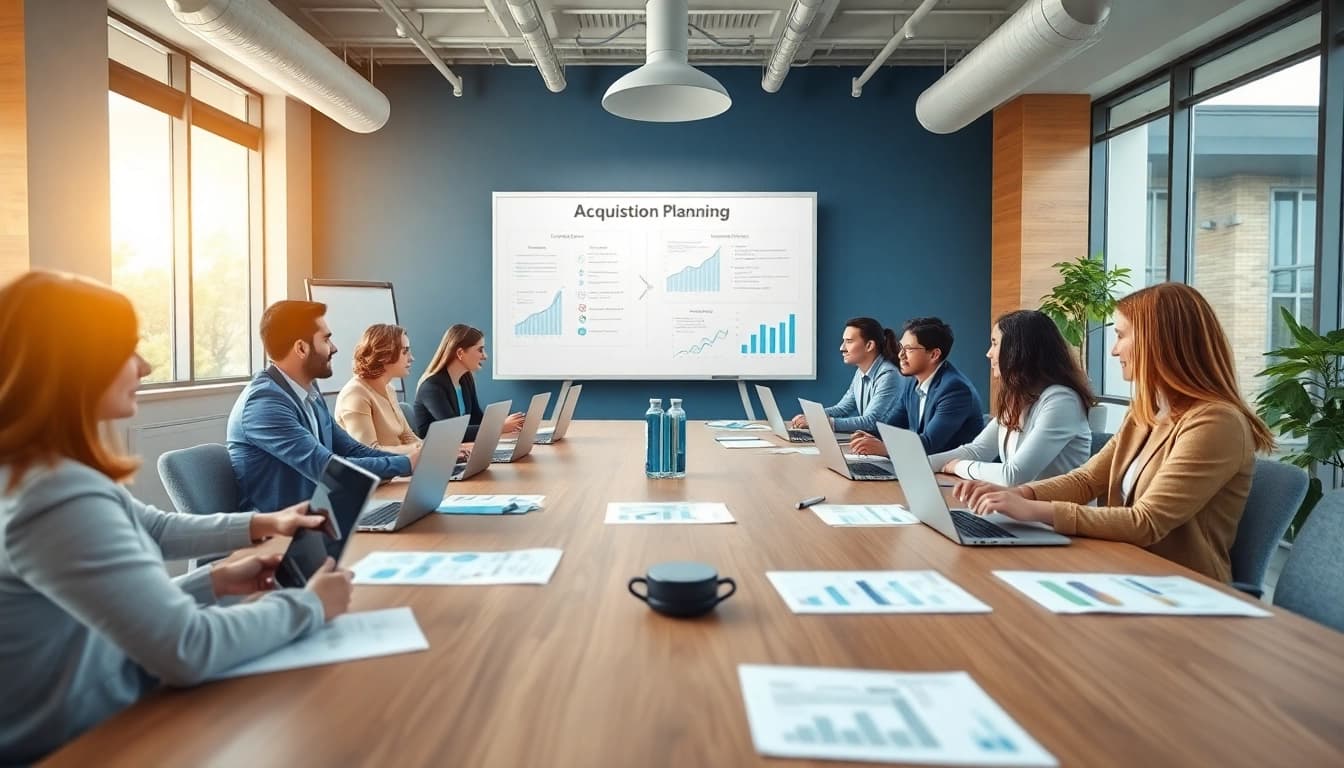 Engaging professionals in a meeting focused on Acquisition Planning with strategic tools.