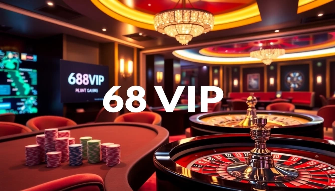 Experience the excitement of 68VIP online casino gaming with vibrant tables and engaging visuals.