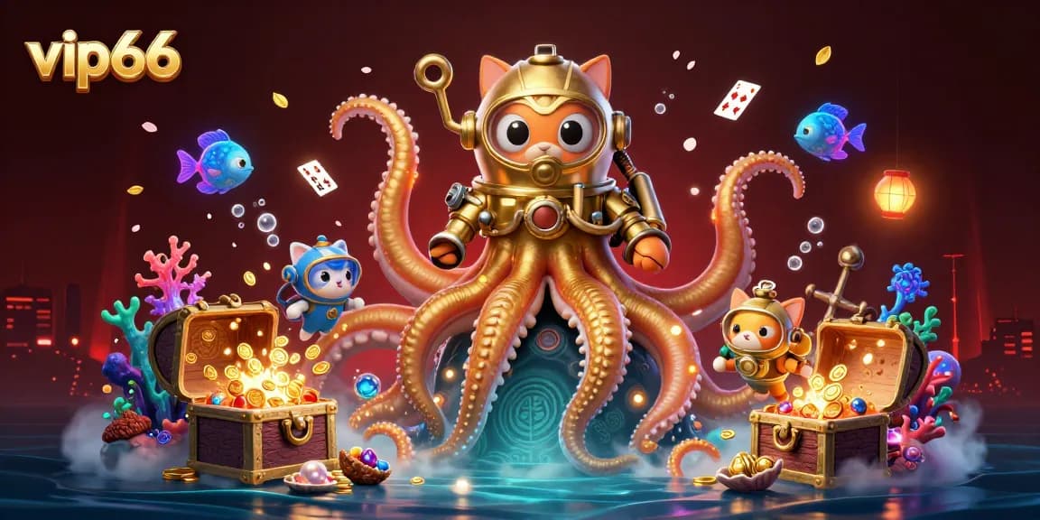 Engaging in thrilling adventures at vip66 with kraken, diving cat, and treasure galore!