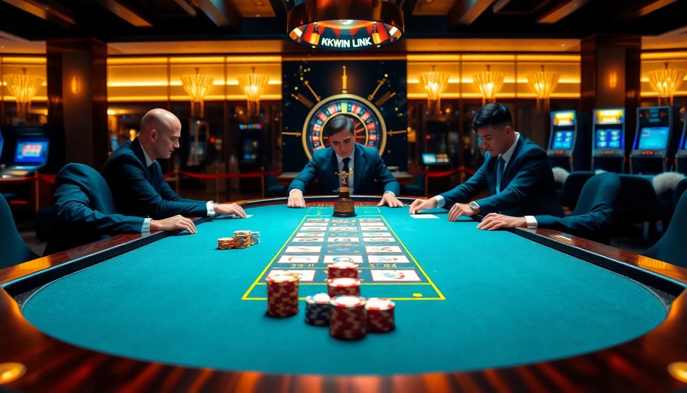 Experience thrilling gameplay at KKWIN LINK with professional poker players and vibrant casino ambiance.