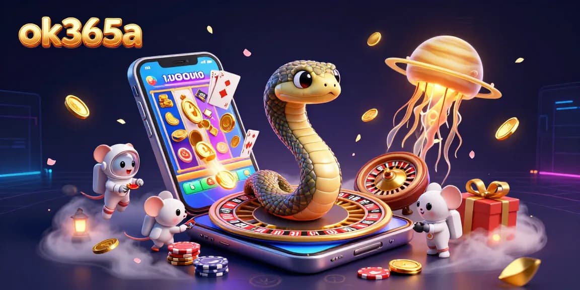 Experience the thrills of ok365a with a fantastical casino scene featuring cosmic characters.