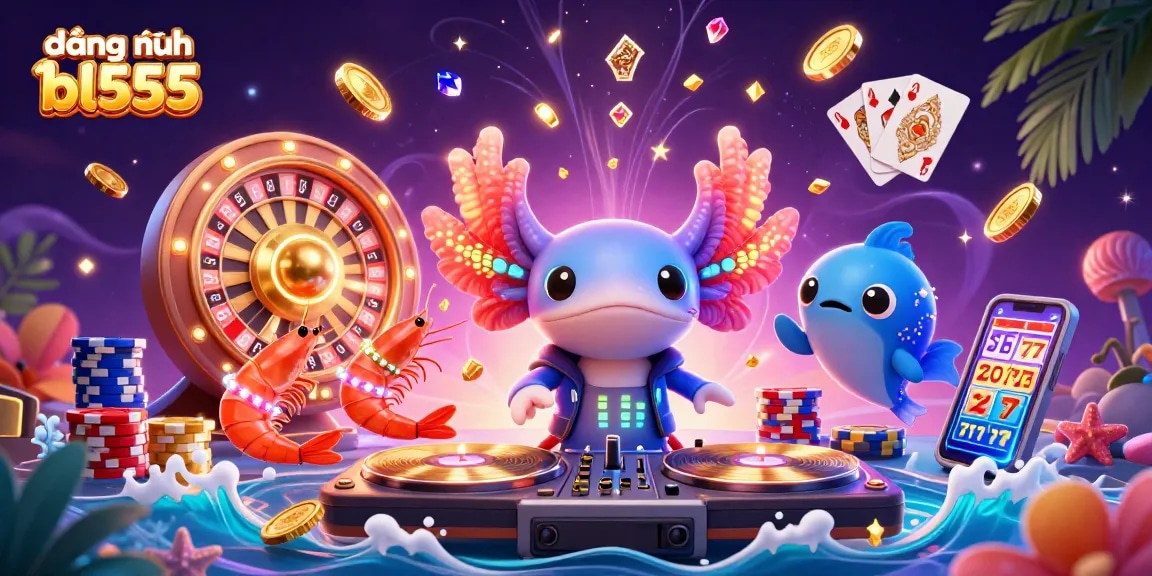 Experience the excitement of đăng nhập bl555 with vibrant casino elements and animated characters.
