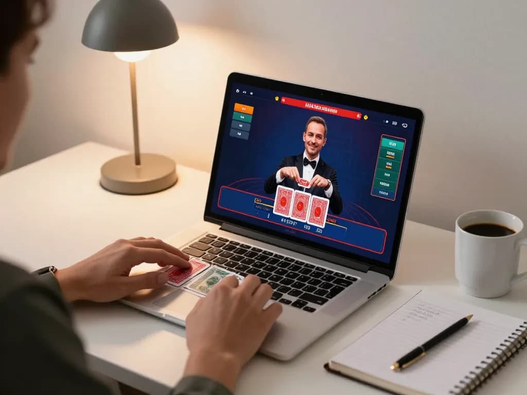Engaging in LINK G28 live dealer games on a laptop in a cozy gaming setup.