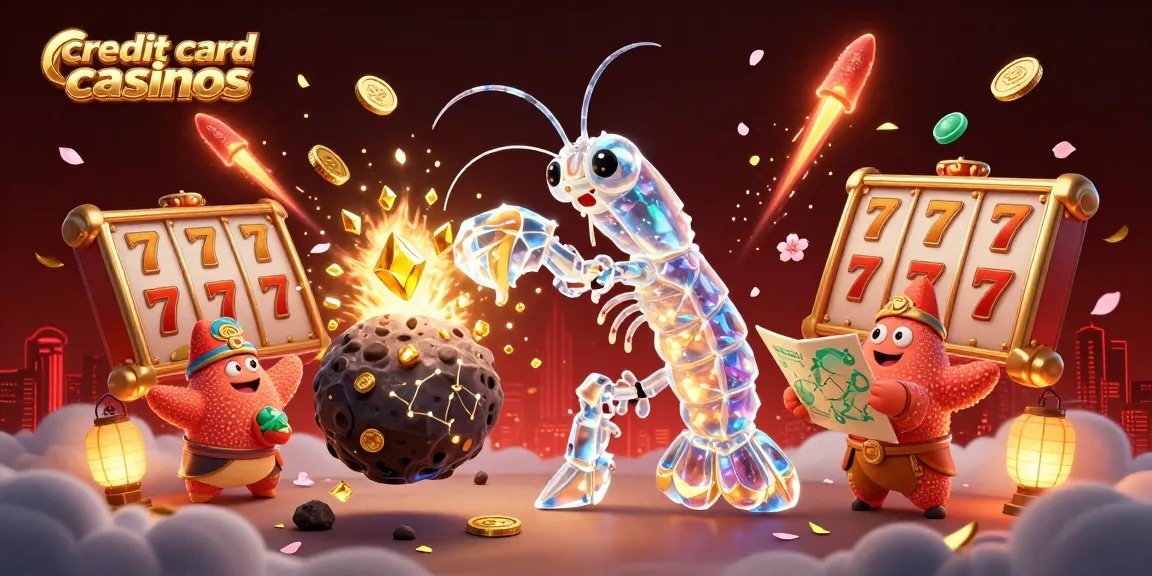 Engage with exciting credit card casinos featuring vibrant 3D characters, slot reels, and golden gems.