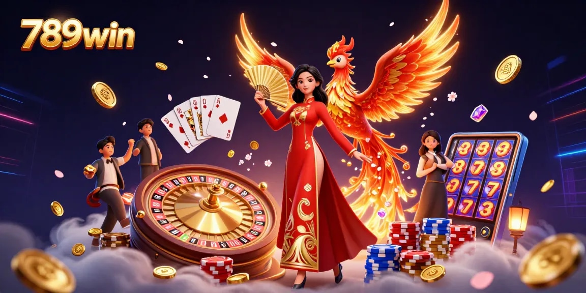 Experience exciting gameplay at 789win with a stunning 3D casino scene featuring vibrant characters and dynamic elements.
