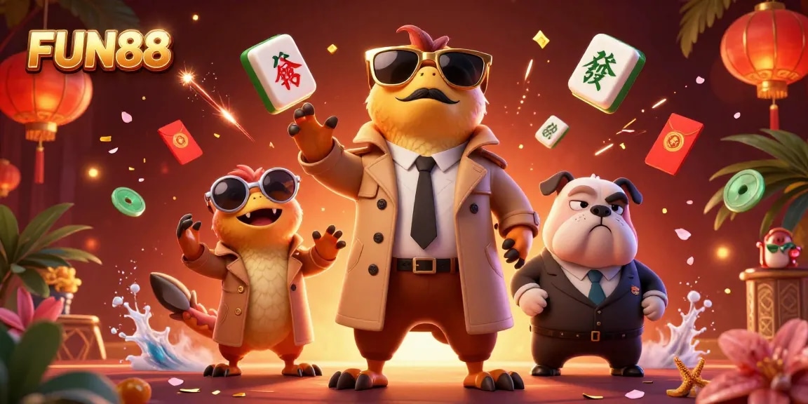 Engage in winning strategies at FUN88 with raptors trying to enter a VIP casino, filled with game elements.
