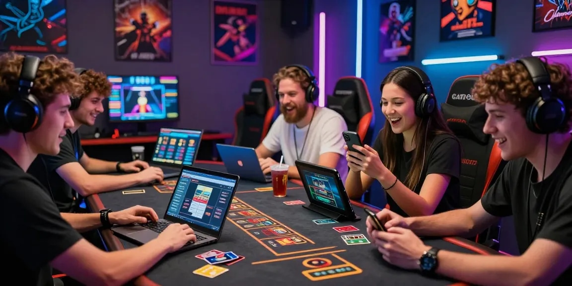 Engaging gaming night with friends using credit cards at online casinos from https://cullengolfclub.co.uk/ showcasing excitement and vibrant atmosphere.