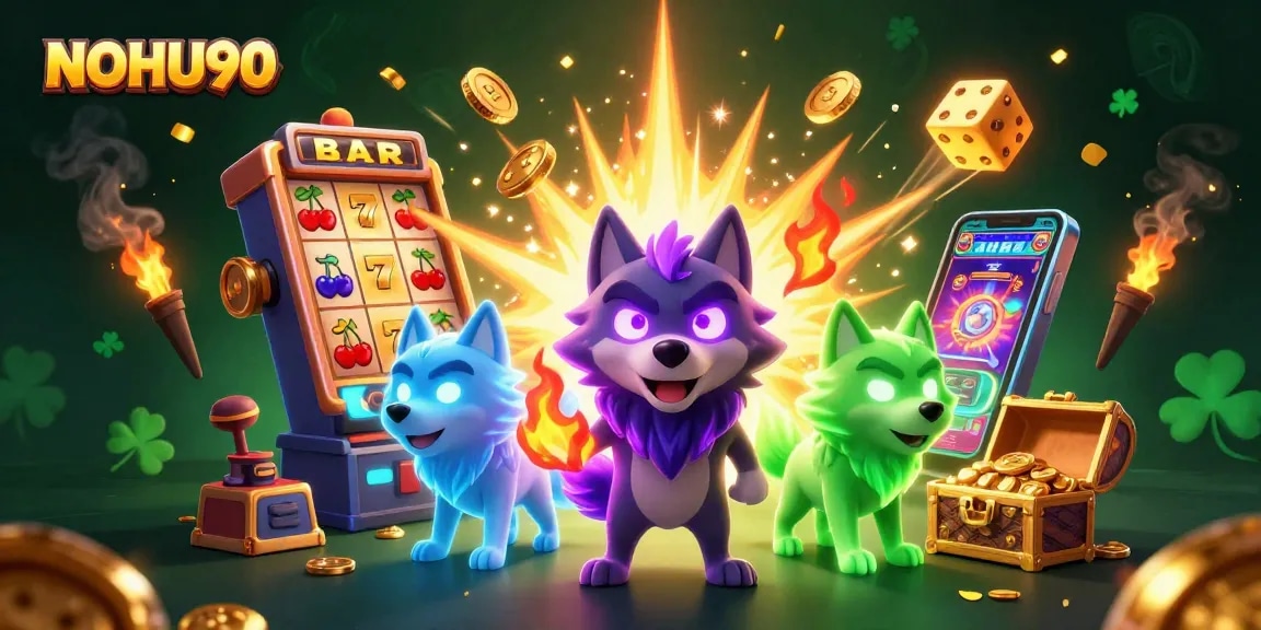 Engage with NOHU90's dynamic online casino experience featuring a jackpot celebration.
