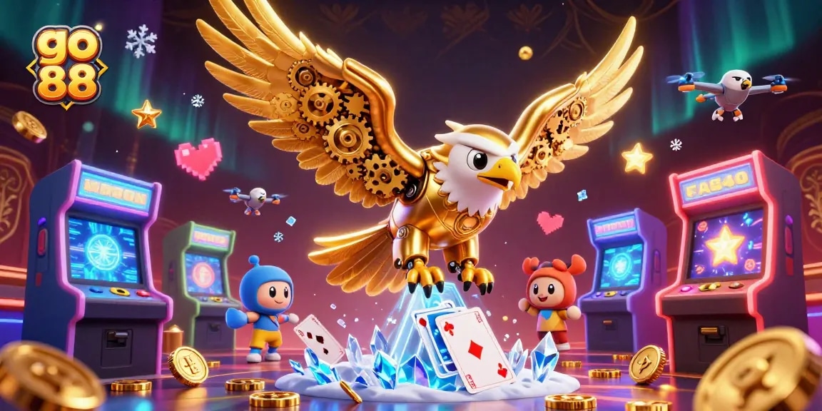 Experience thrilling action with go 88 in this vibrant 3D casino adventure scene.
