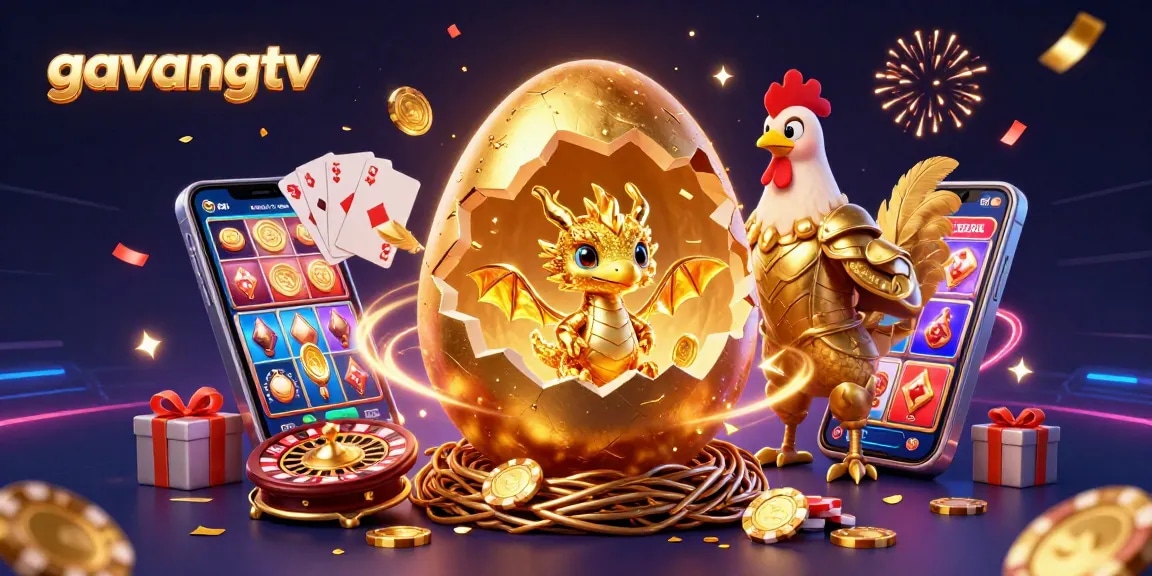 Engage with gavangtv's thrilling slots and game dynamics in this captivating 3D illustration.