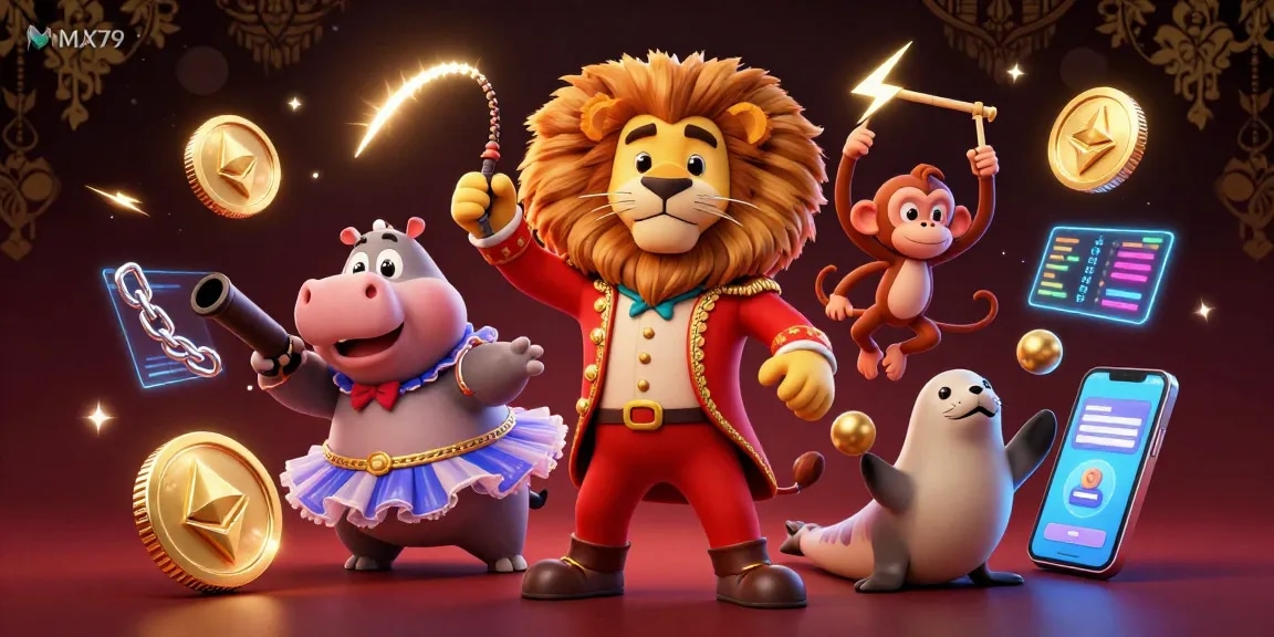 Experience thrilling gaming at MAX79 with vibrant 3D characters and lively casino elements.