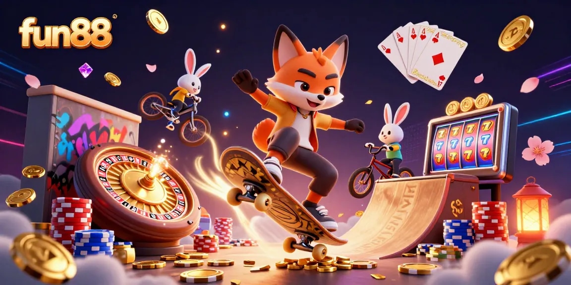 Experience thrilling fun88 casino action with dynamic characters and vibrant game elements in an immersive digital illustration.