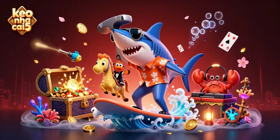 Experience the thrill of keo nha cai 5 in this detailed casino-inspired illustration featuring vibrant characters and elements.
