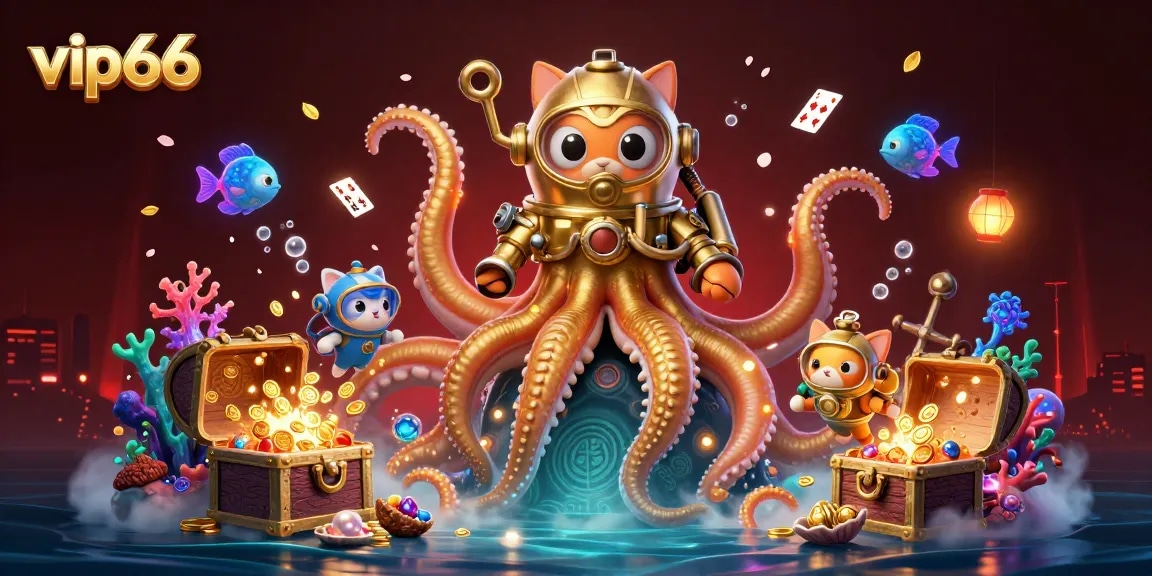 Engaging in thrilling adventures at vip66 with kraken, diving cat, and treasure galore!