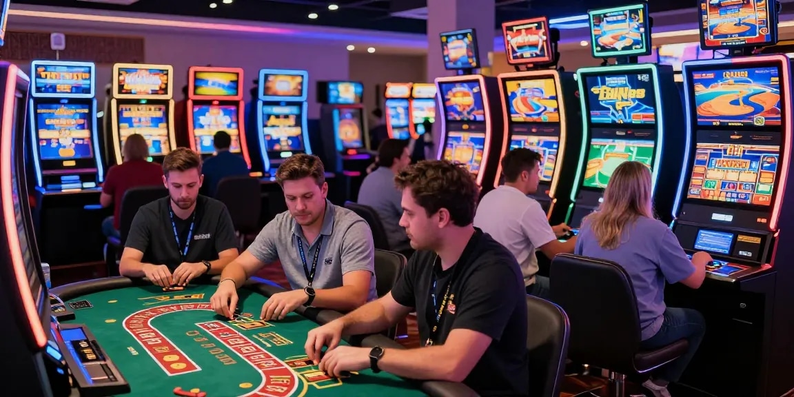 Experience the excitement of Credit Card Casinos UK at Scoarch.org.uk with diverse players engaging in thrilling games and vibrant atmosphere.