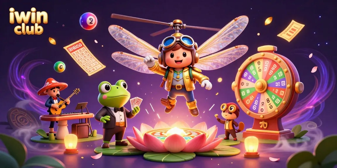 Experience thrilling gameplay at iwin club with a vibrant casino scene featuring games and characters.