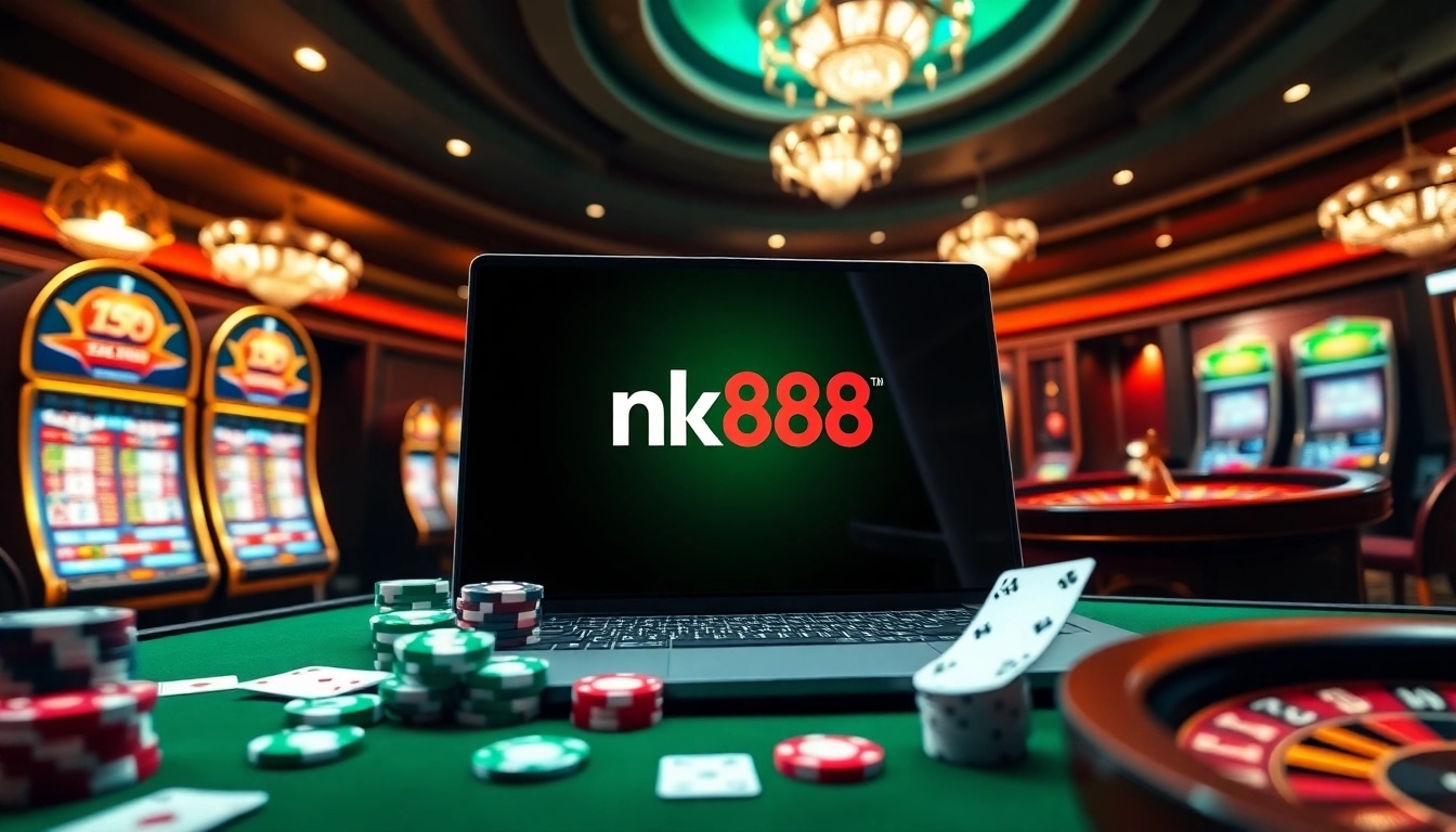 Engaging gamblers at nk88 web with a vibrant online casino interface and gaming elements.