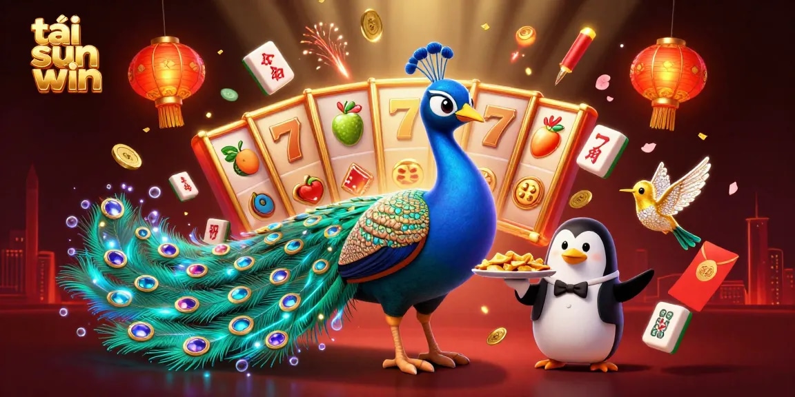 Engage in thrilling gameplay and download tải sun win with vibrant 3D casino artwork featuring peacock and vibrant game elements.