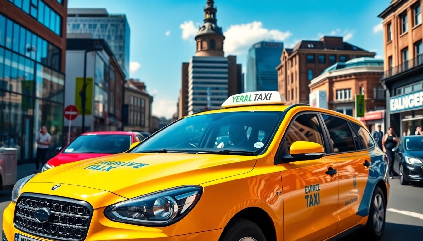 Catch a glimpse of a reliable West Bridgford taxi parked in a lively urban setting.