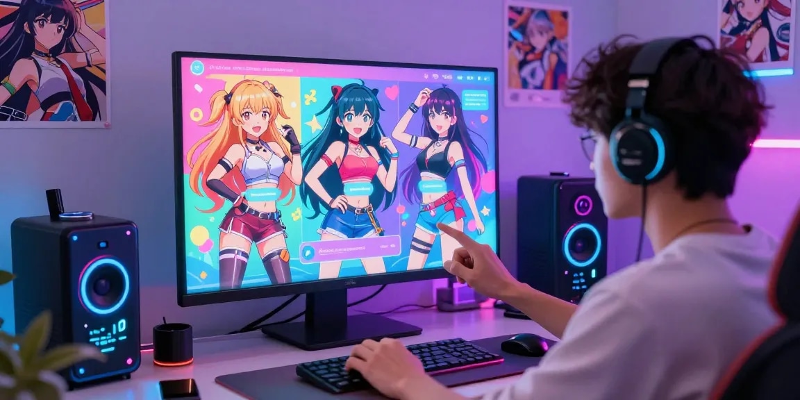 Interactive free ai ecchi chat interface with vibrant AI characters and engaging digital atmosphere.