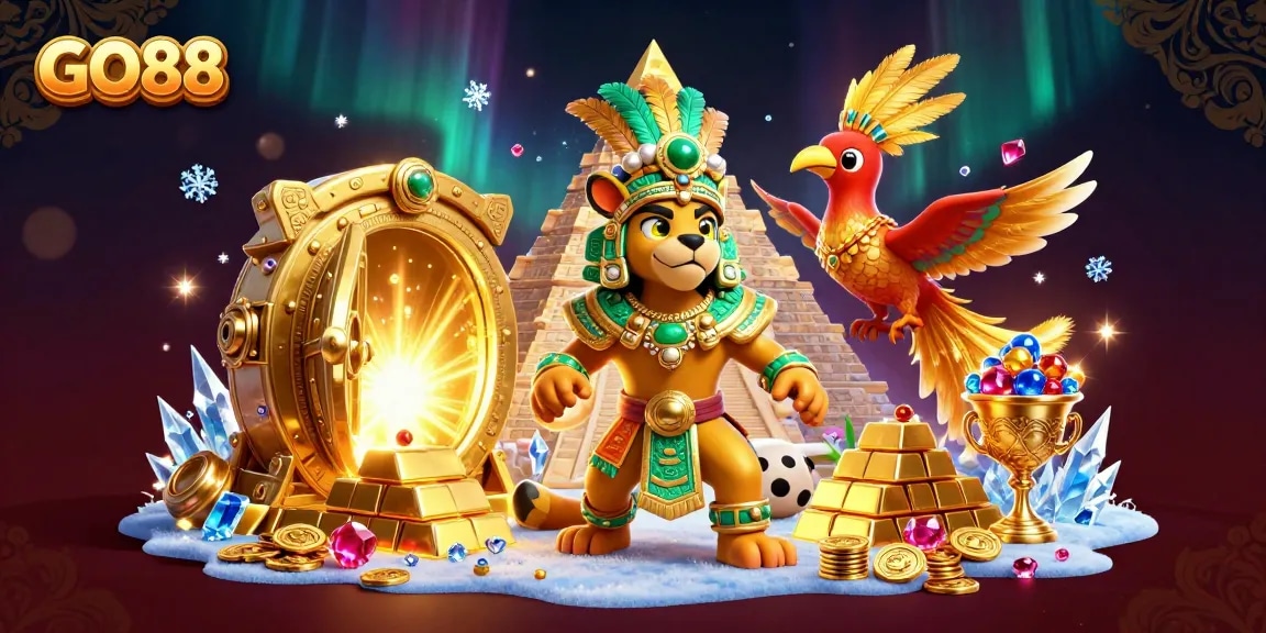 Experience thrilling gameplay with GO88, showcasing dazzling treasures and exciting gaming elements.