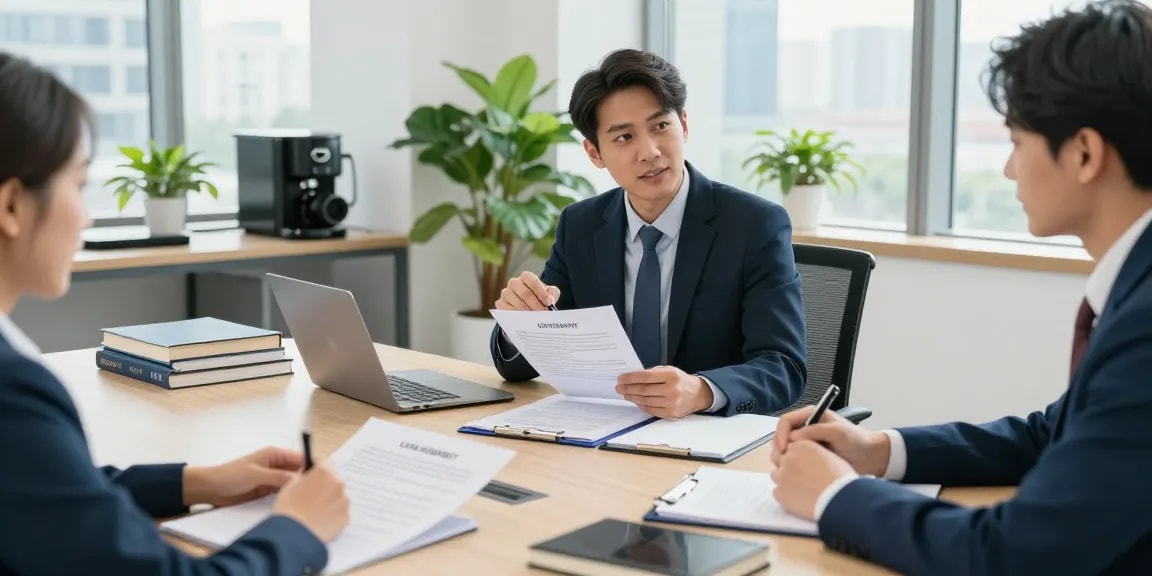 Kira sözleşmesi örneği üzerinde avukat ve müvekkil görüşme yapıyor.