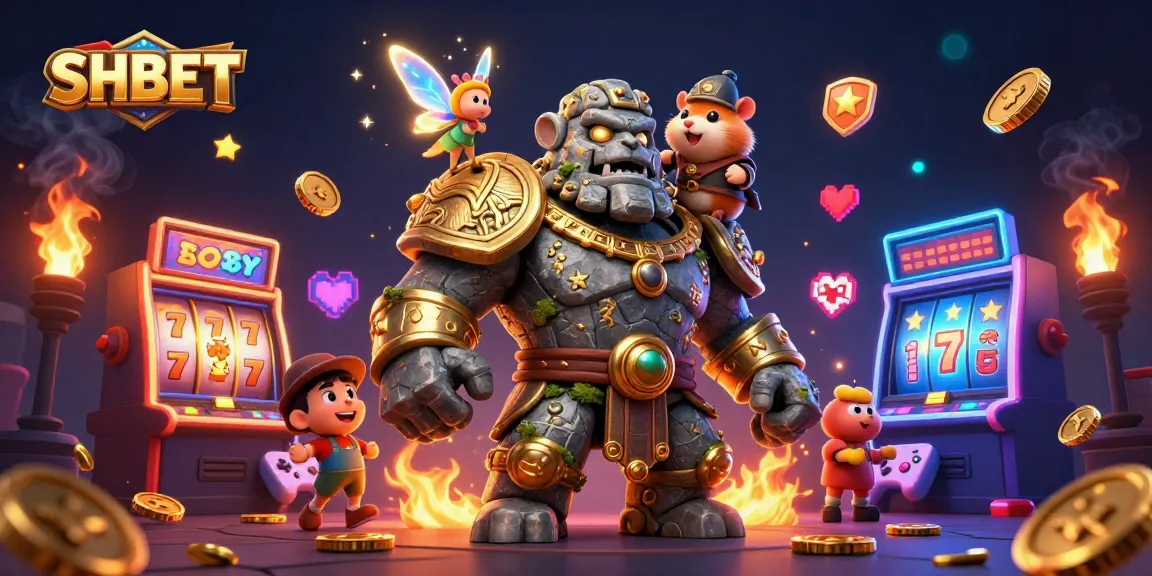 Experience the thrills of SHBET gaming with vibrant visuals, slot machines, and fantasy characters.