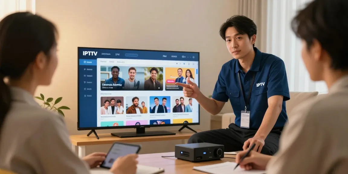 IPTV Services subscription discussion with a trusted local provider in a modern home.