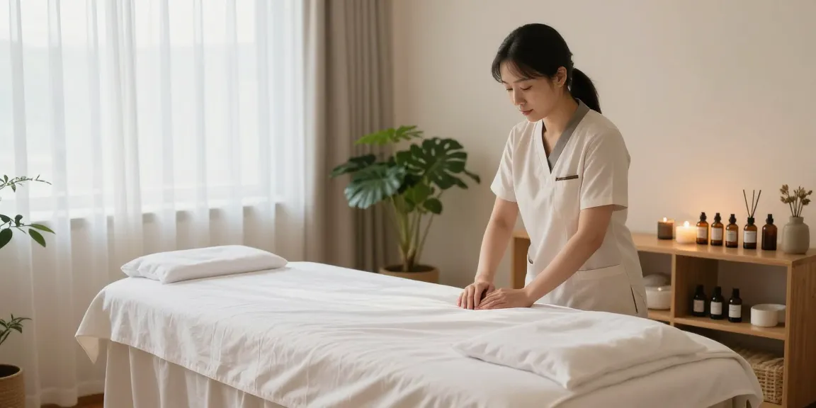 Peaceful massage therapy room scene showcasing 계산동출장안마 relaxation experience with serene atmosphere