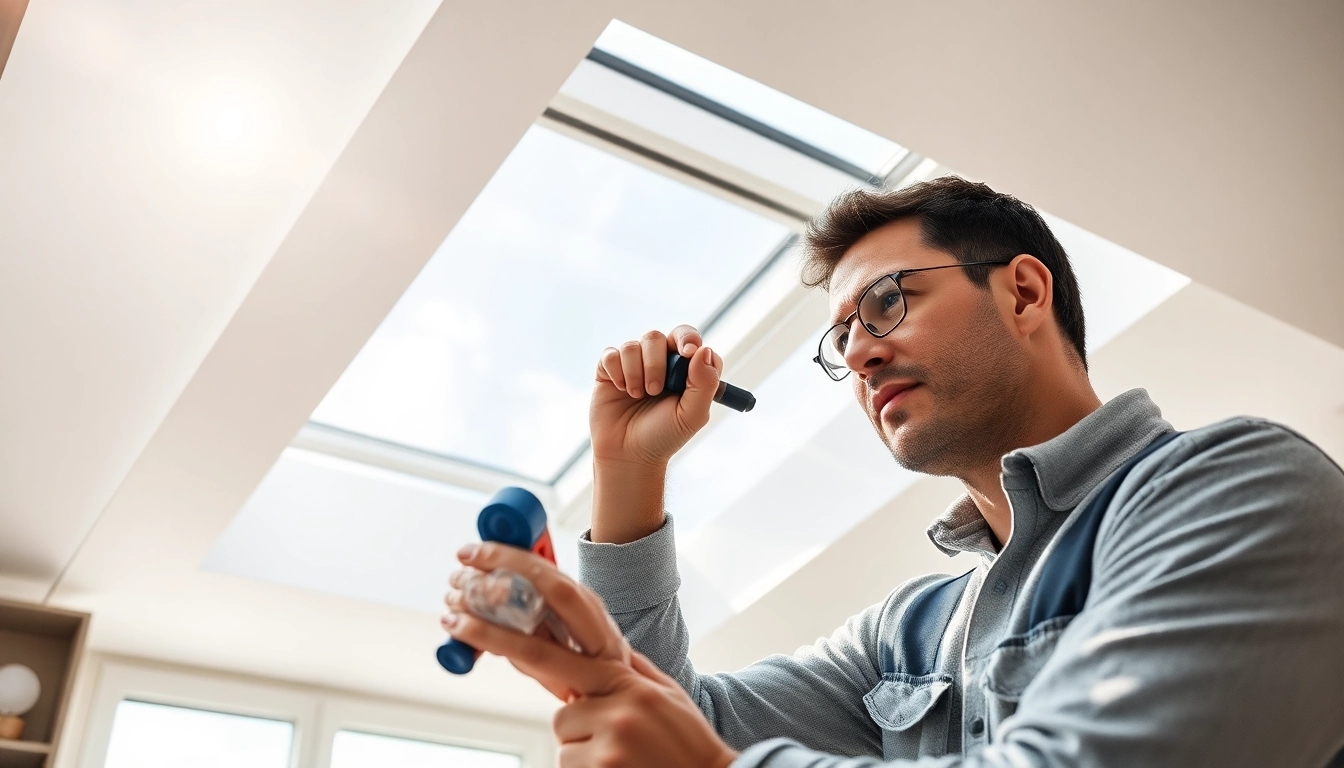 Velux repairs conducted by an expert technician in a modern home.