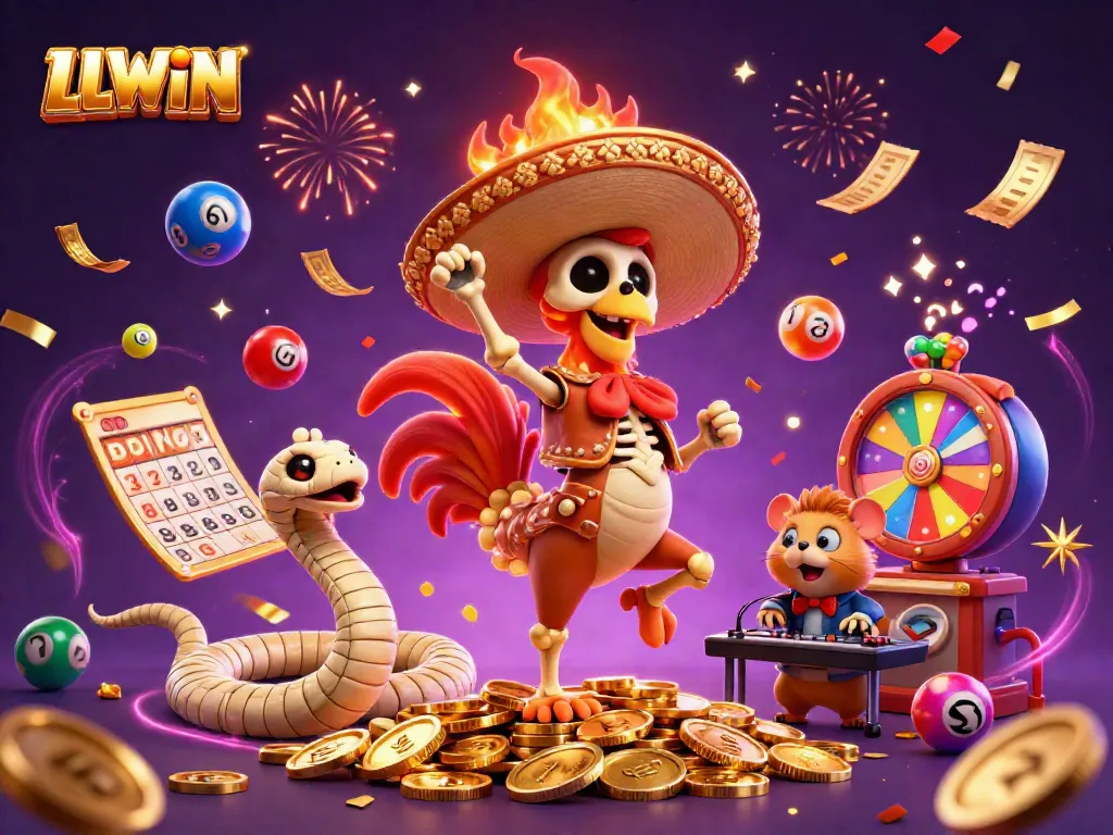 Experience the thrill of LLWIN with colorful lottery elements and casino excitement.