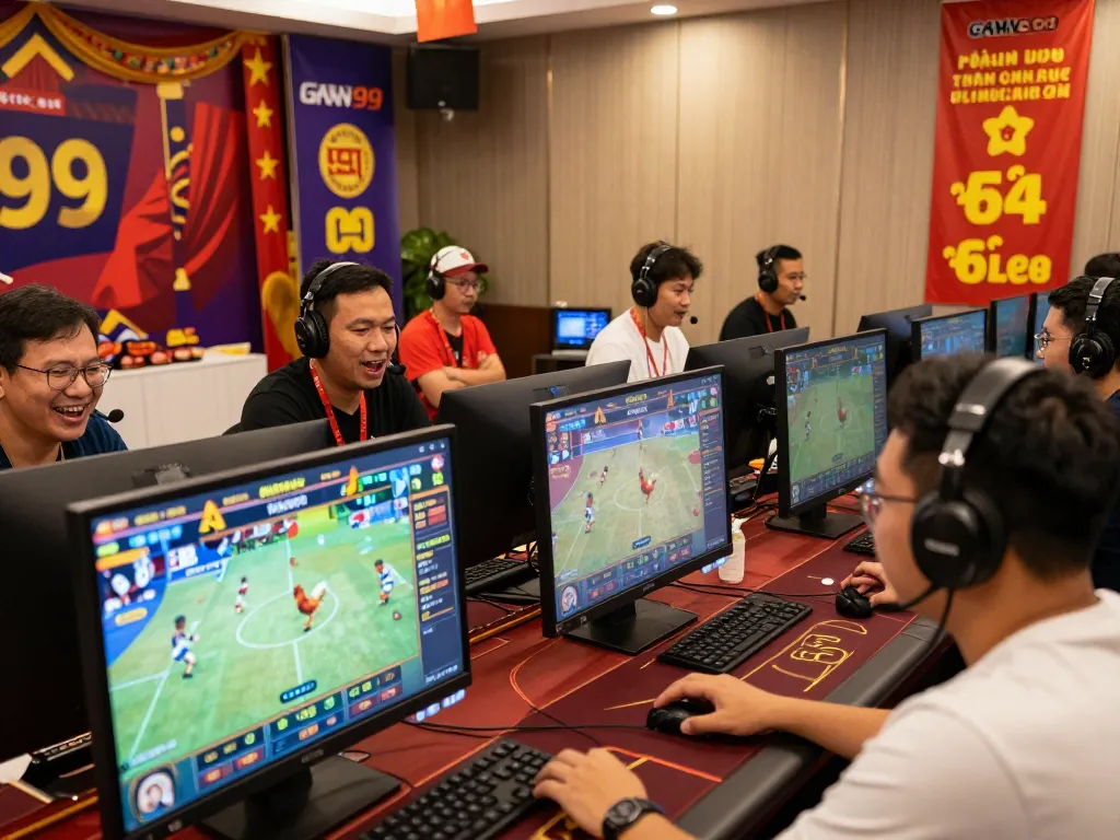Players enjoying the thrilling experience of Gavn99 online cockfighting and casino games.