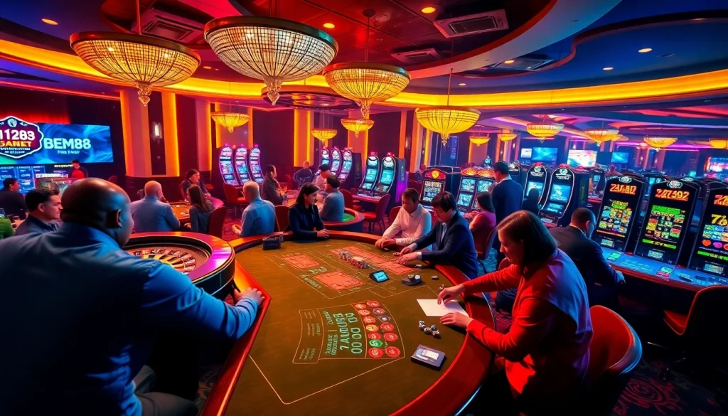 Experience exciting games at BEM88, where vibrant casino tables and thrilling action unfold.