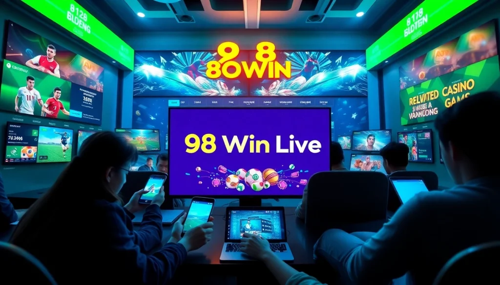 Engaging digital betting scene on 98winwin.live showcasing dynamic interactions with sports betting and gaming.