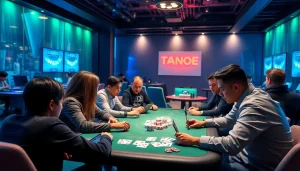 Exciting online gaming scene at topgamebaidoithuong.mx with players enjoying card games.