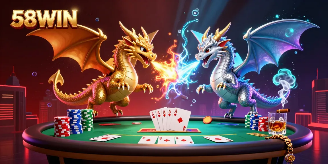 Experience thrilling gaming action at 58WIN with captivating dragons and dynamic poker elements.