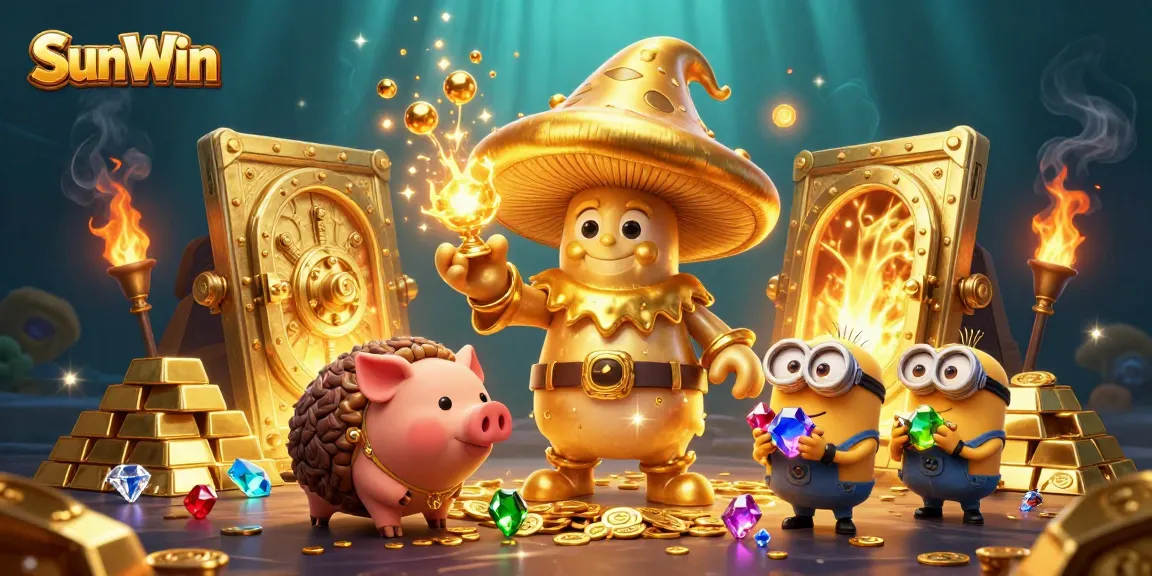 Experience thrilling gaming adventures with SunWin's magical 3D casino scenario filled with treasures.